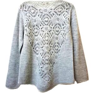 Bianca B. Light Gray Wool Blend Sweater Open Knit in the Back Design Size XL